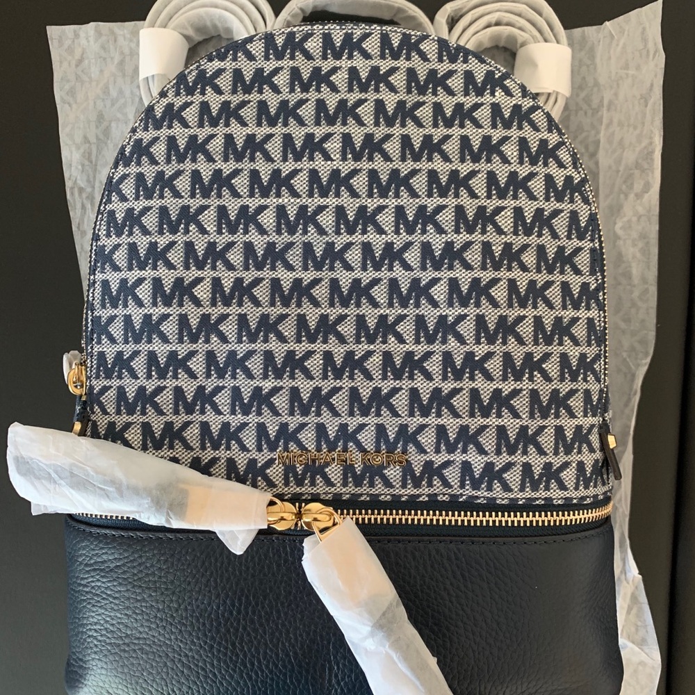 MK Rhea Medium Logo Jacquard Backpack - Picture 5 of 15